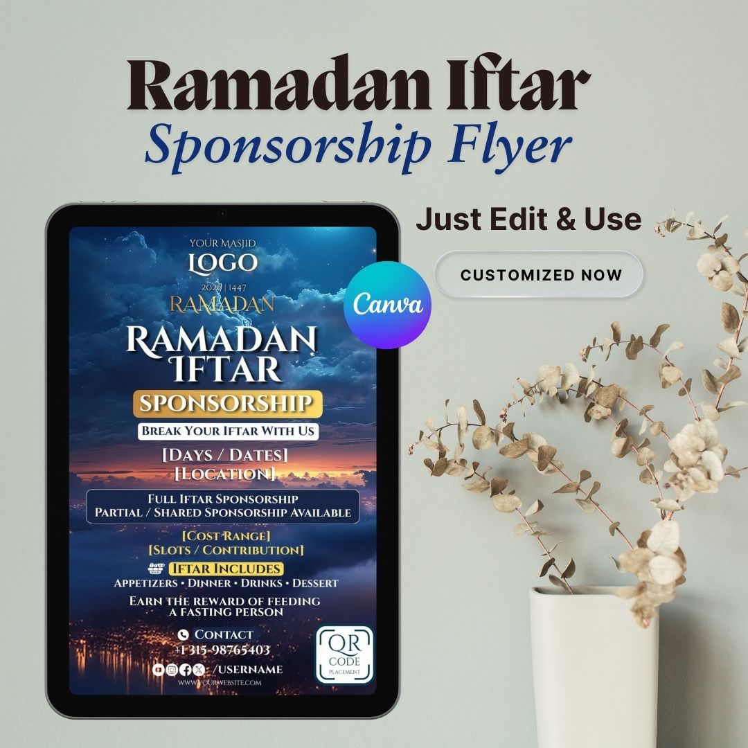 Ramadan Media Kit |  Ramadan Calendar & Daily Schedule | Premium Designs | Editable Canva Design Pack