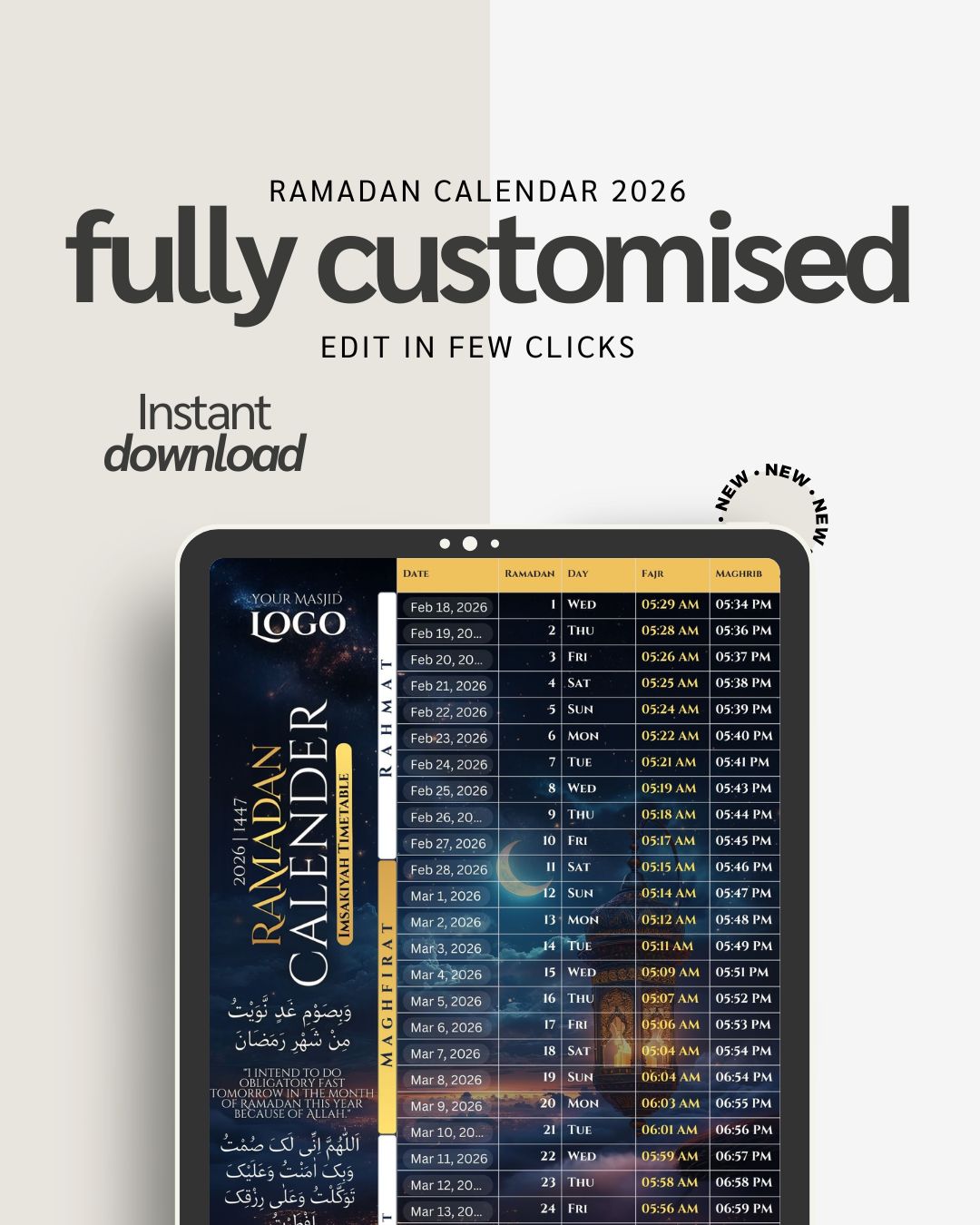 Ramadan Media Kit |  Ramadan Calendar & Daily Schedule | Premium Designs | Editable Canva Design Pack