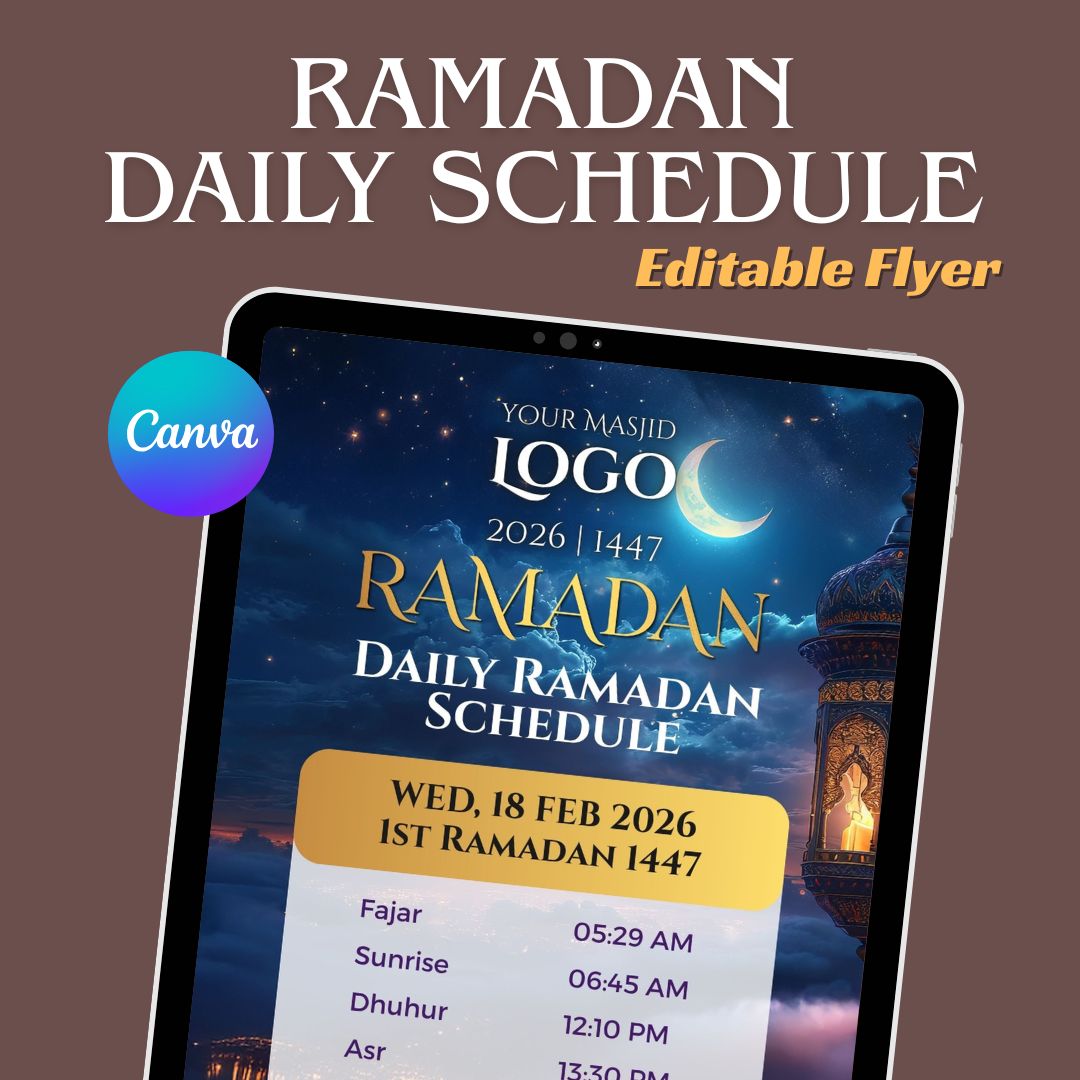 Ramadan Media Kit |  Ramadan Calendar & Daily Schedule | Premium Designs | Editable Canva Design Pack