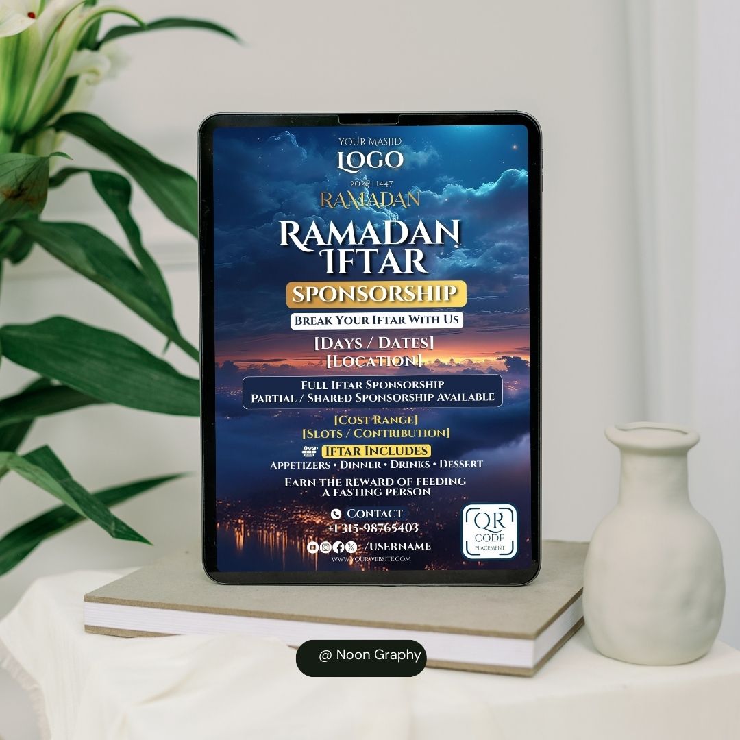 Ramadan 2026 Personalized Donation and Sponsor poster | 3 Designs